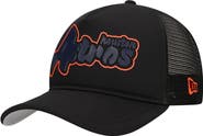 New Era Men's New Era Black Houston Astros Retro Bold A-Frame Trucker 9FORTY Adjustable Hat