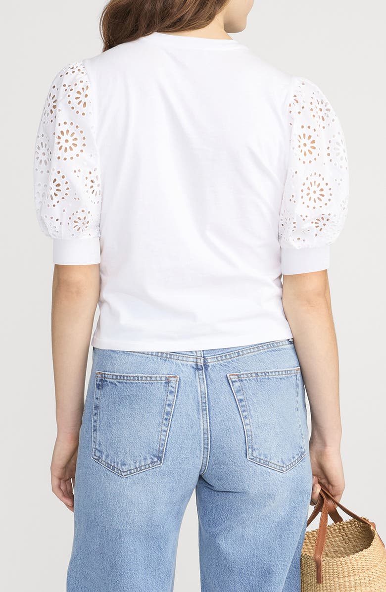 FRAME Solstice Eyelet Sleeve T-Shirt, Alternate, color, White