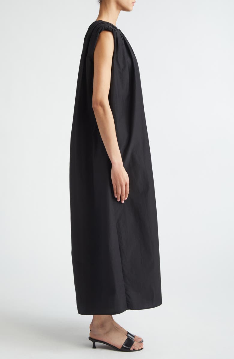 LOULOU DE SAISON Cara Gathered Sleeveless Cotton & Silk Voile Shirtdress, Alternate, color, Black