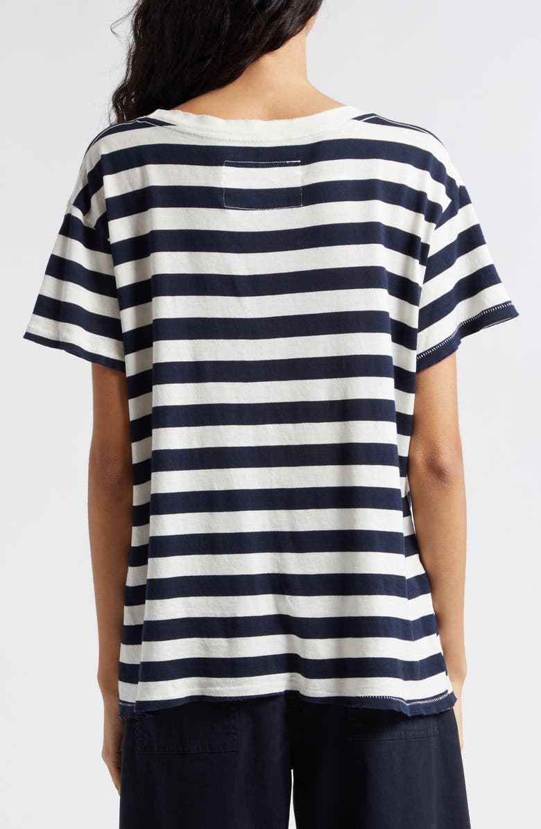 Nili Lotan Brady Stripe Cotton T-Shirt, Alternate, color, Dark Navy Stripe