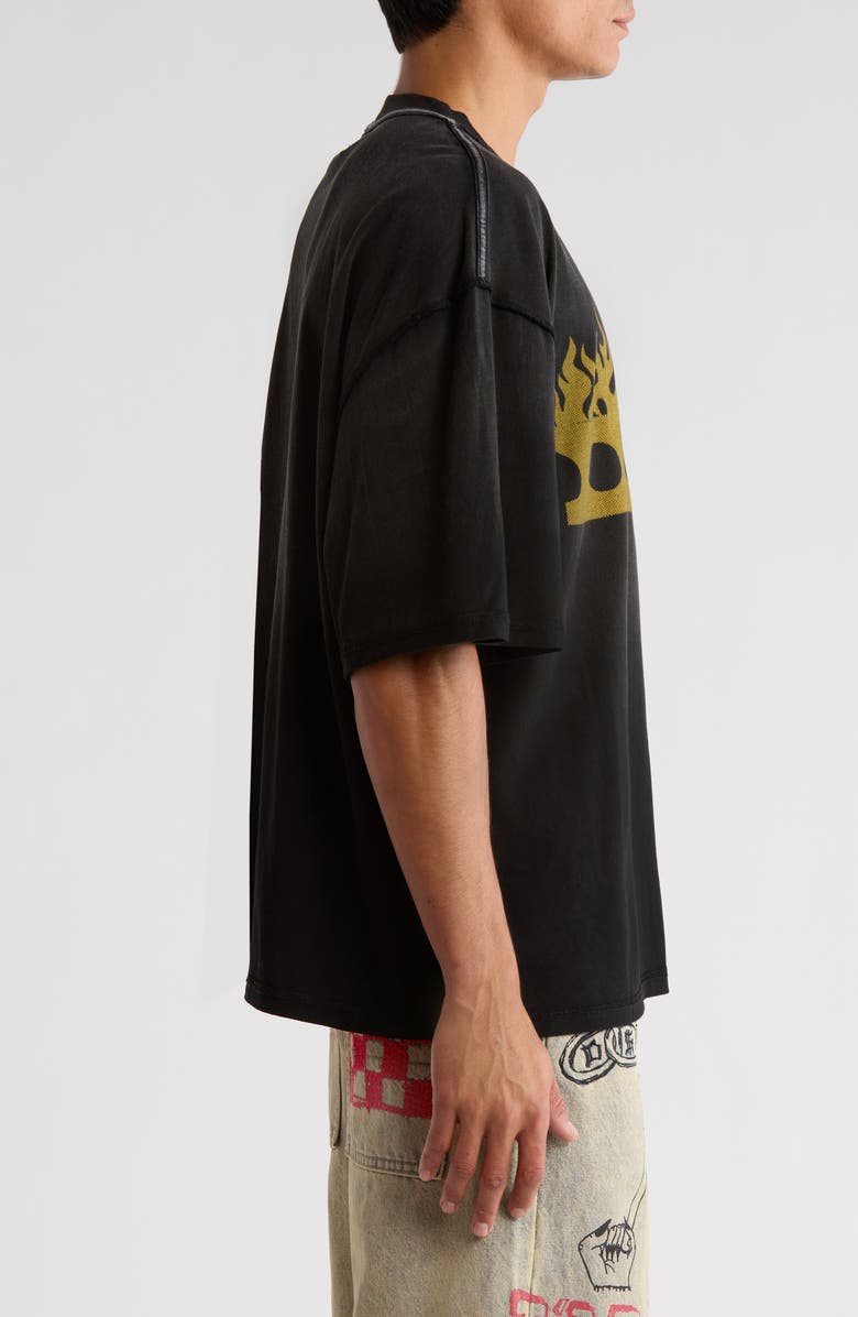 DIET STARTS MONDAY Oversize Flame Logo Graphic T-Shirt, Alternate, color, Vintage Black