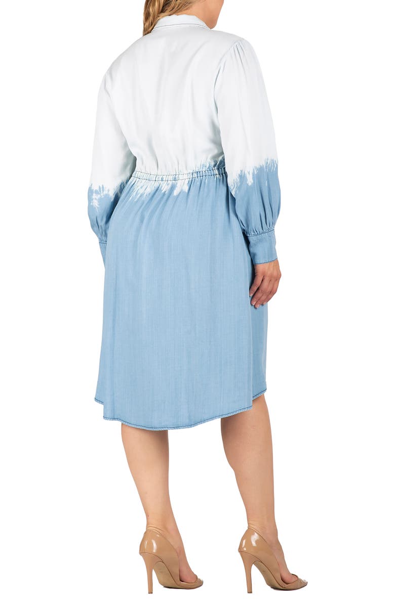 Standards & Practices Dip Dye Long Sleeve Shirtdress, Alternate, color, Blue Dip Dye