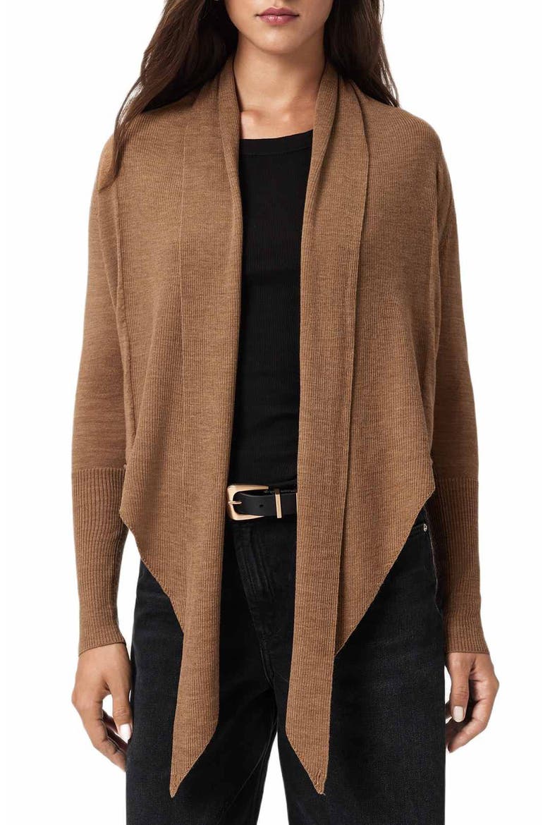 AllSaints Wasson Pirate Wrap Merino Wool Cardigan (Women) | Nordstrom