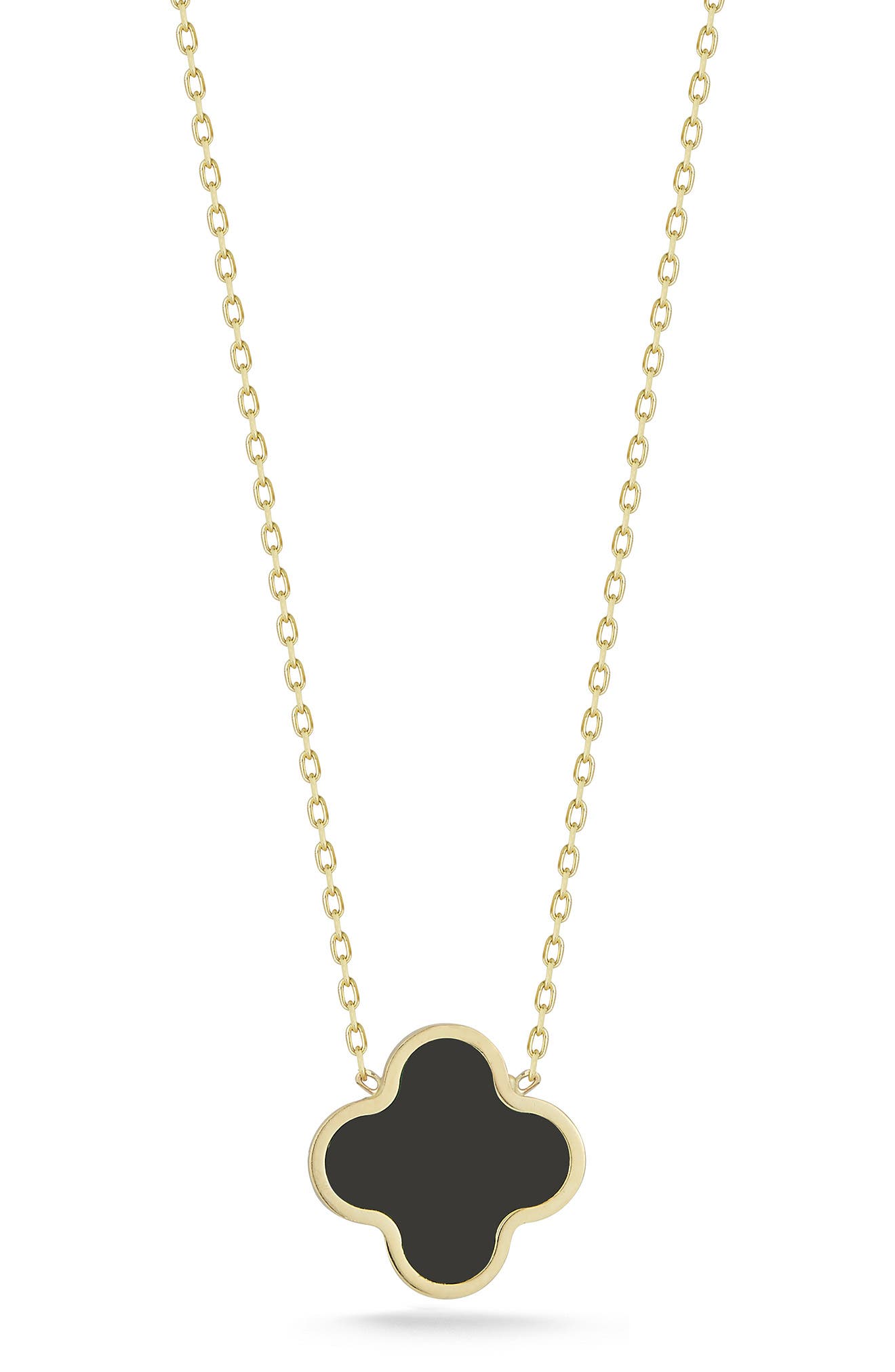 Ember Fine Jewelry 14K Gold Clover Inlay Pendant Necklace (Women ...