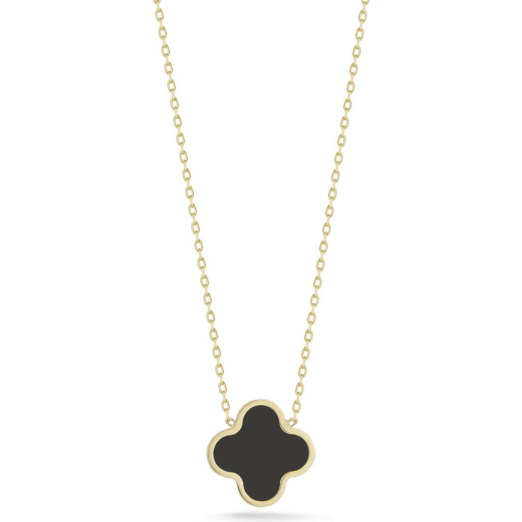 Ember Fine Jewelry 14k Gold Clover Inlay Pendant Necklace In Gold