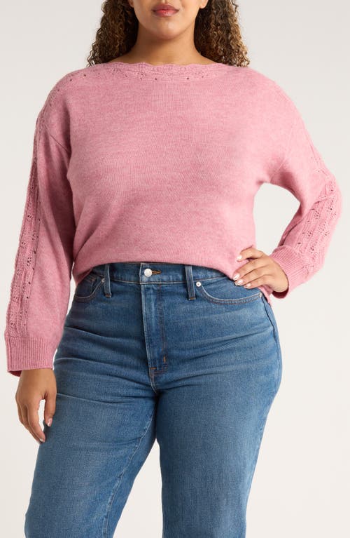 Wit & Wisdom Open Stitch Boat Neck Sweater In Animal Print
