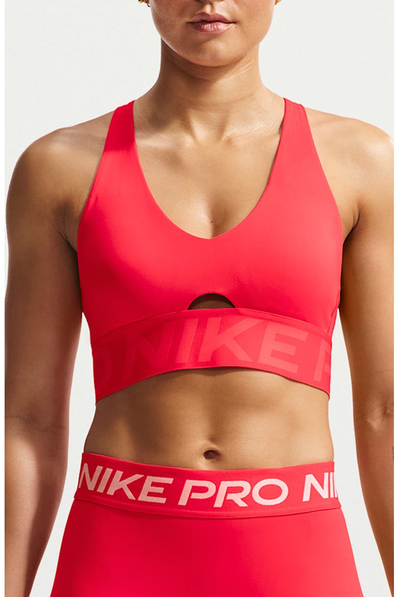 Dri-FIT Cutout Racerback Sports Bra, Main, color, LIGHT CRIMSON/ EMBER GLOW