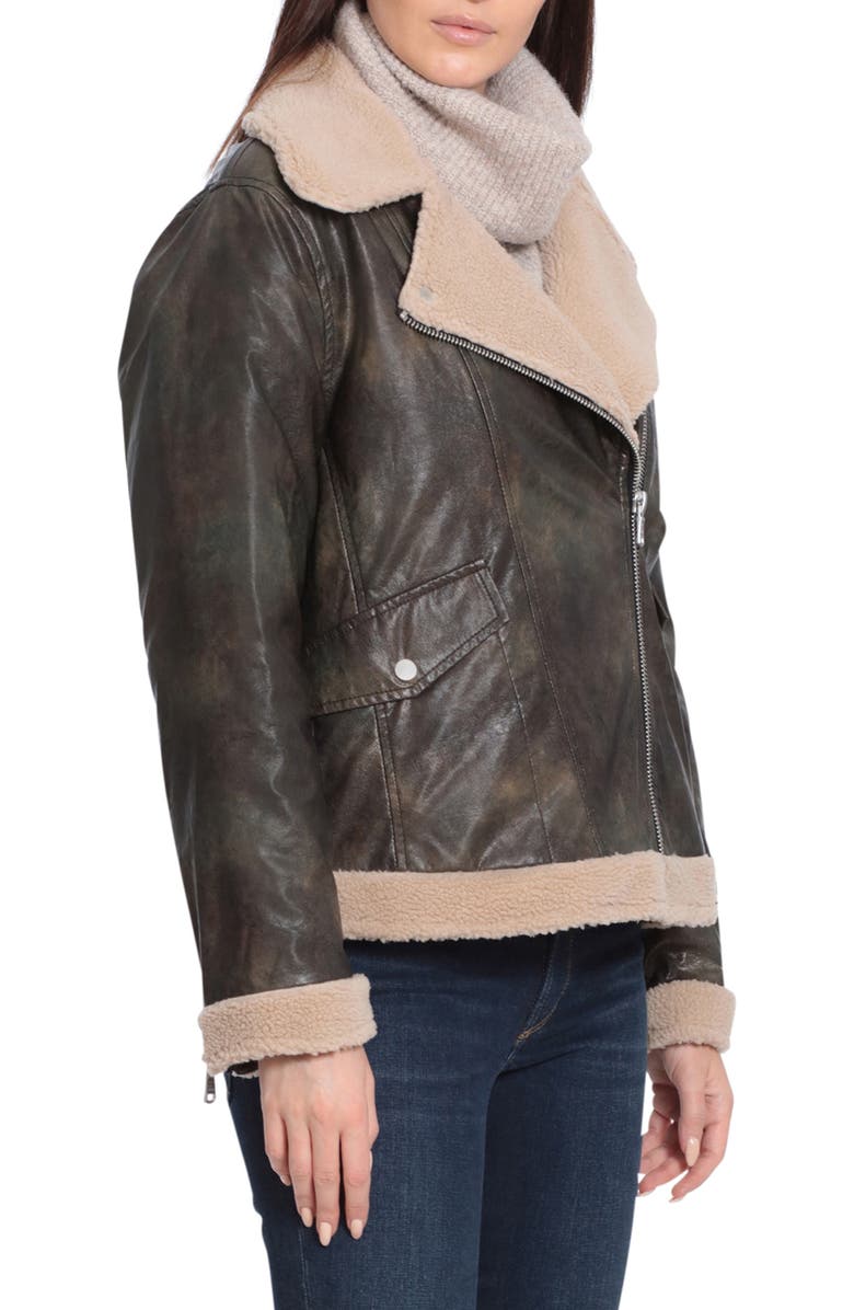 Avec Les Filles Relaxed Faux Shearling Moto Jacket, Alternate, color,