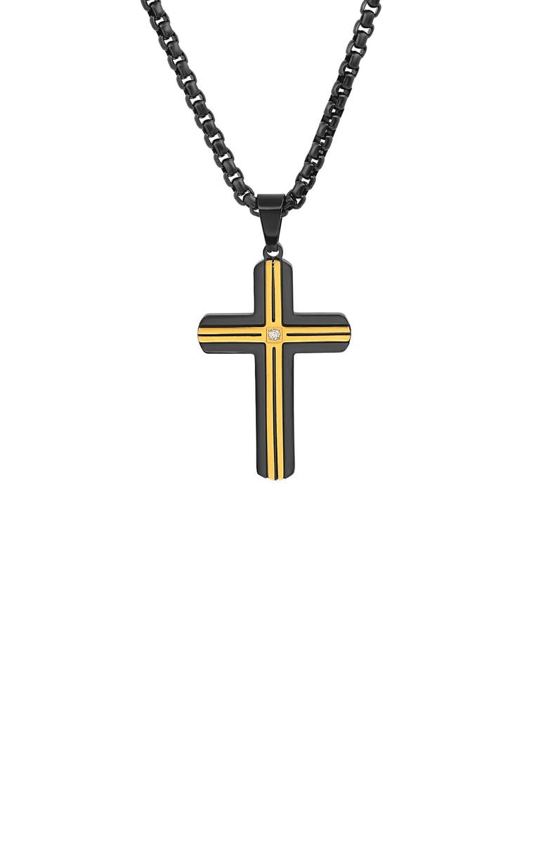 HMY JEWELRY Two-Tone Cross Pendant Necklace, Main, color, 