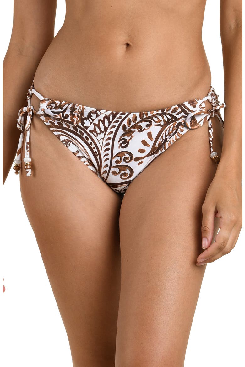 Painted Paisley Adjustable Side Tie Bikini Bottoms, Main, color, ESPRESSO