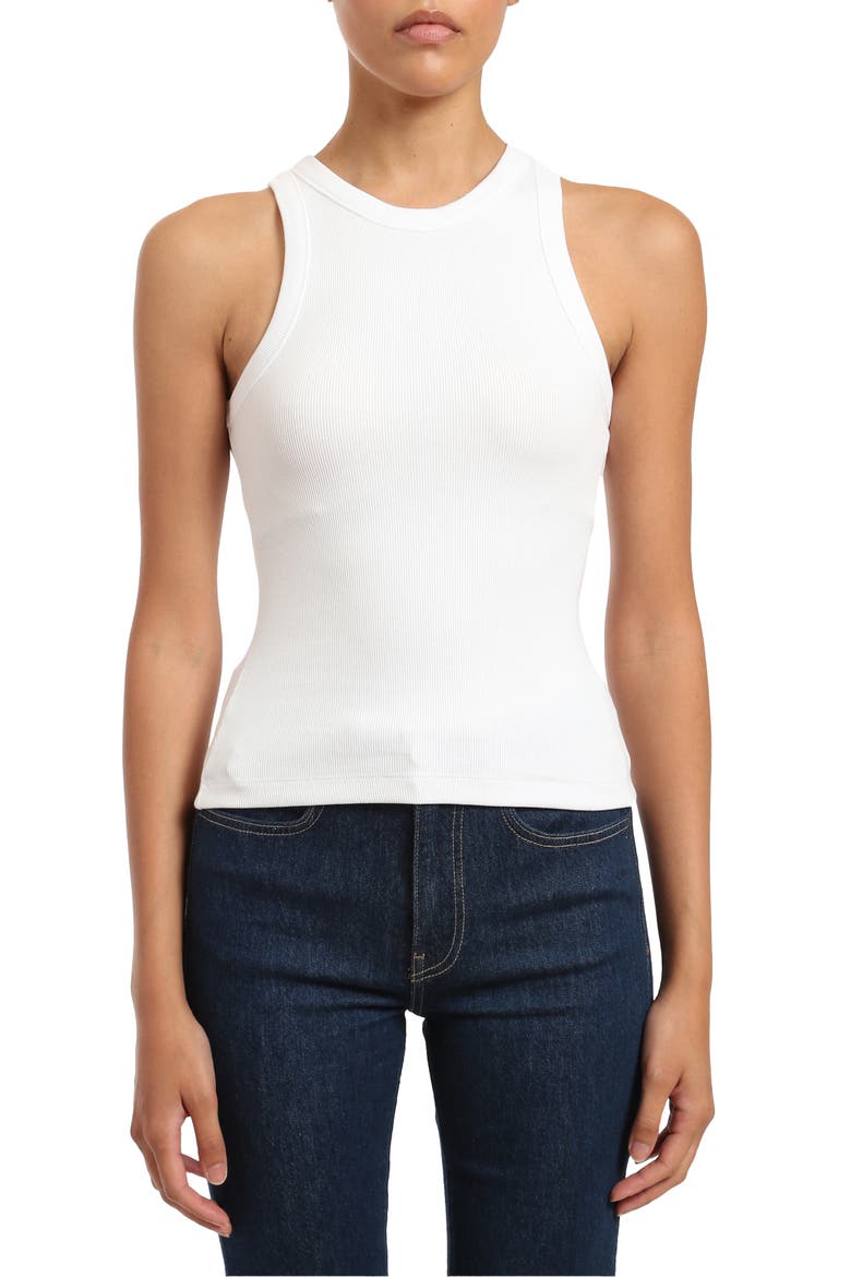 Cutaway Stretch Cotton Rib Tank, Main, color, WHITE