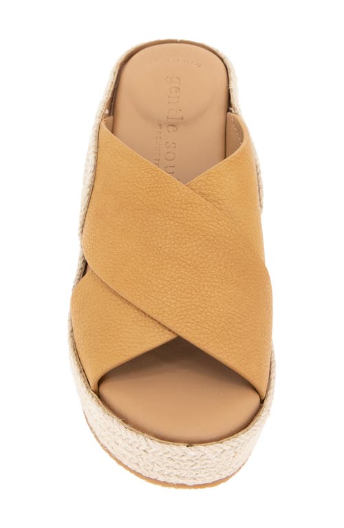 Shop Gentle Souls By Kenneth Cole Gentle Souls Porto Espadrille Platform Wedge Slide Sandal In Tan Leather