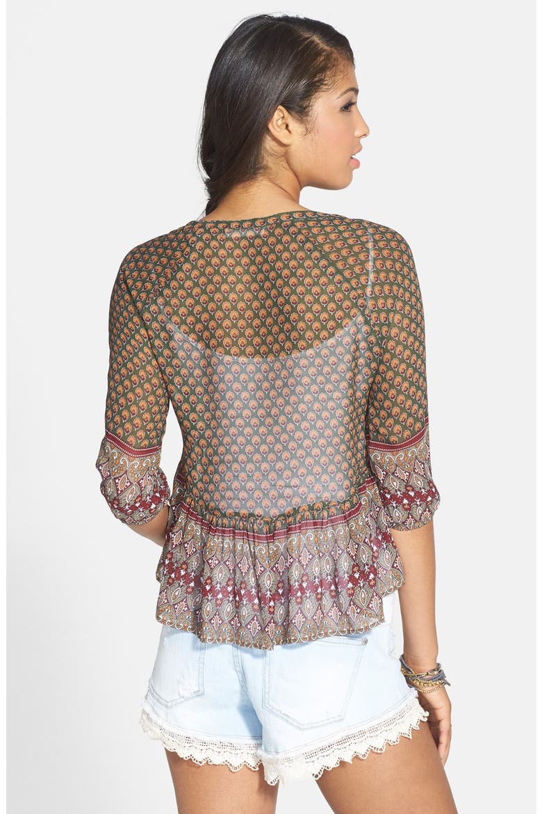 Babydoll Peasant Top, Alternate, color, GREEN/ RED