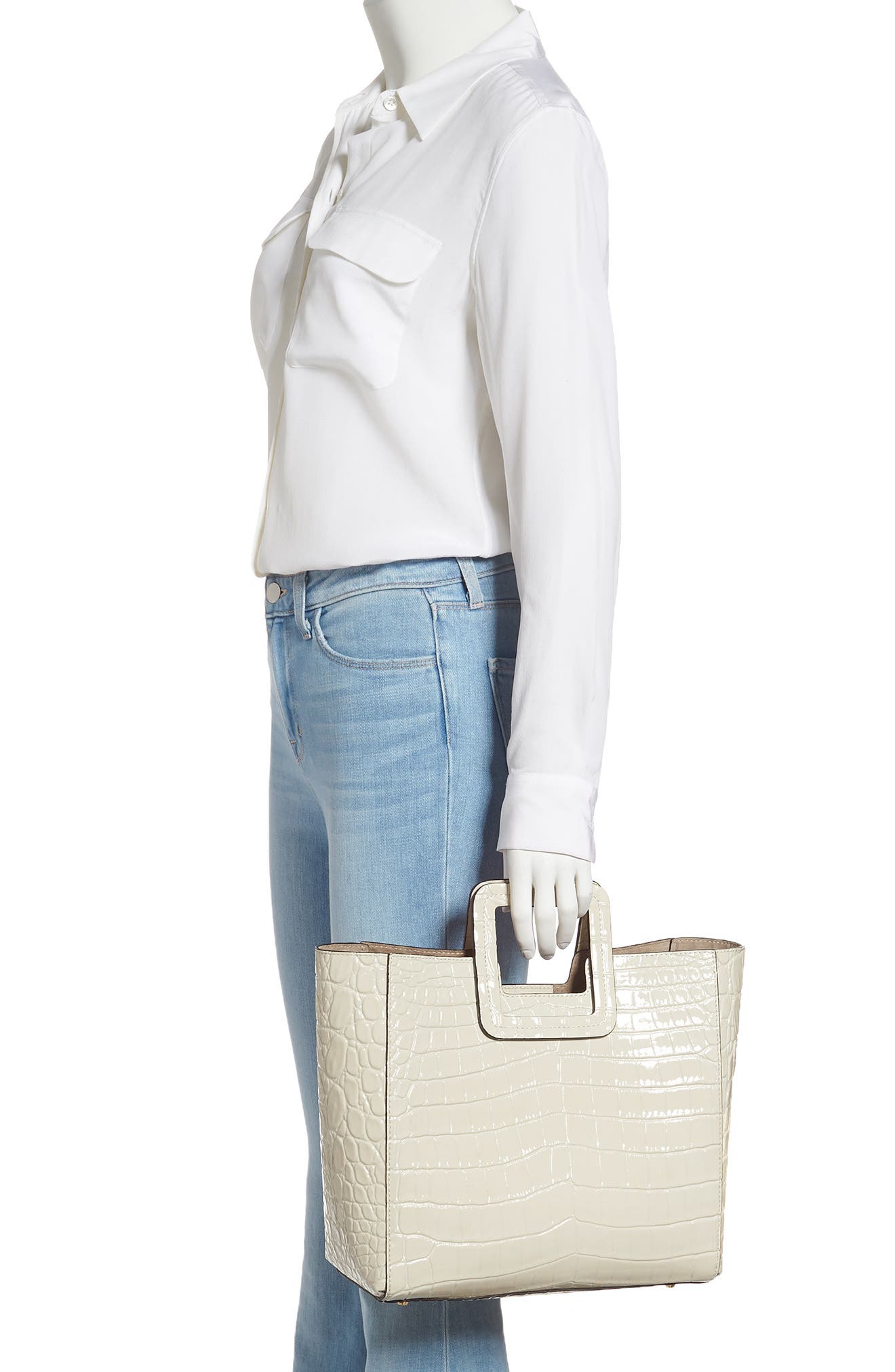 STAUD Shirley Croc Embossed Leather Tote, Alternate, color, 