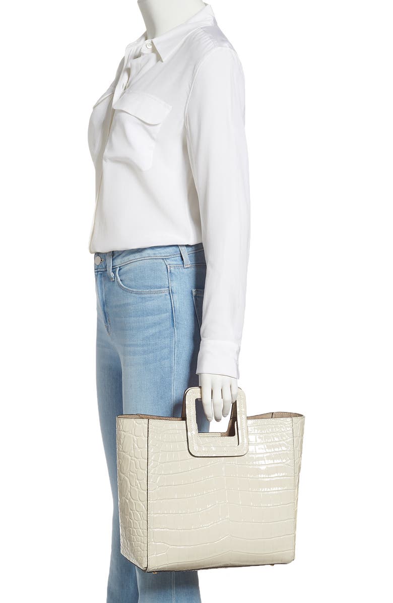 STAUD Shirley Croc Embossed Leather Tote, Alternate, color,