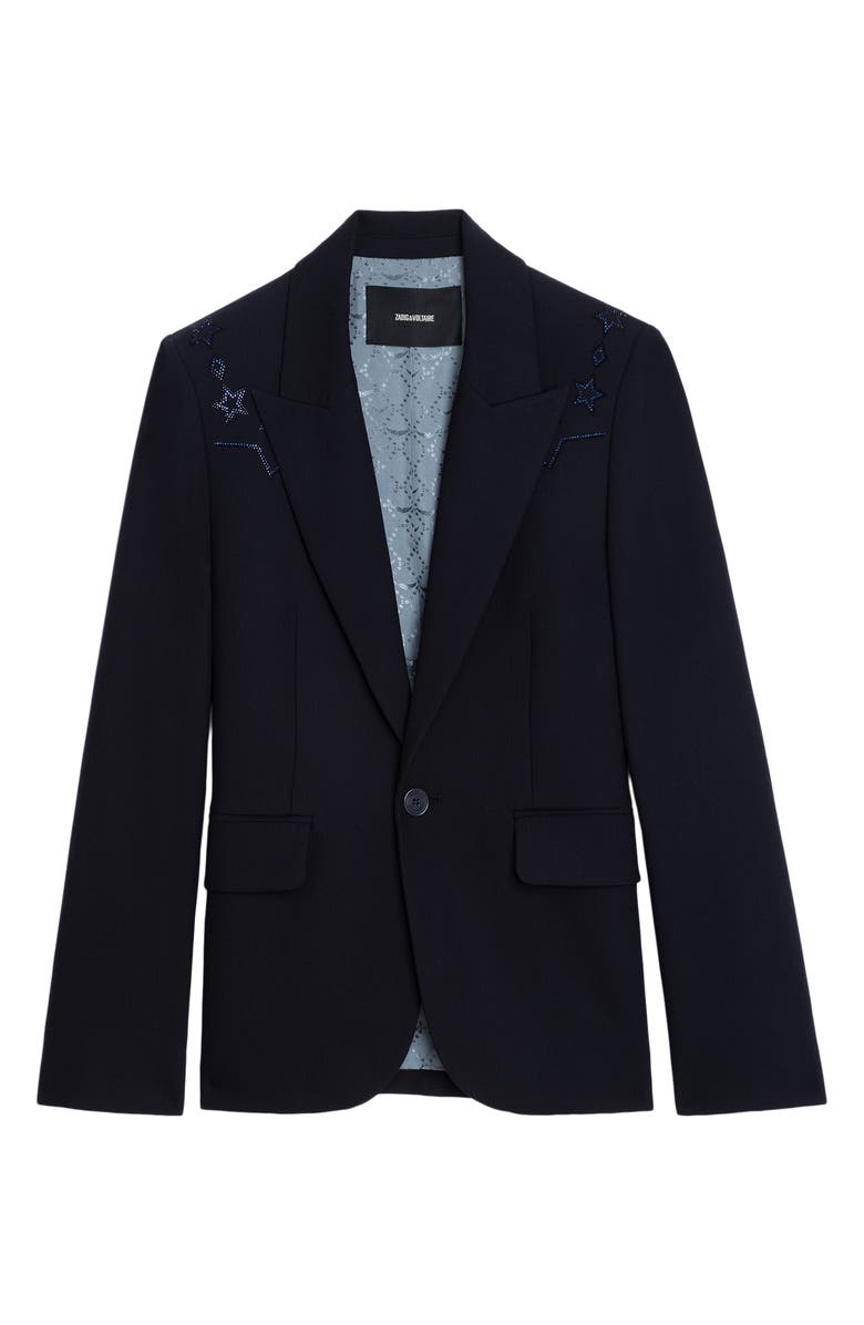 Zadig & Voltaire Tailleur Crystal Embellished Blazer, Alternate, color, Encre