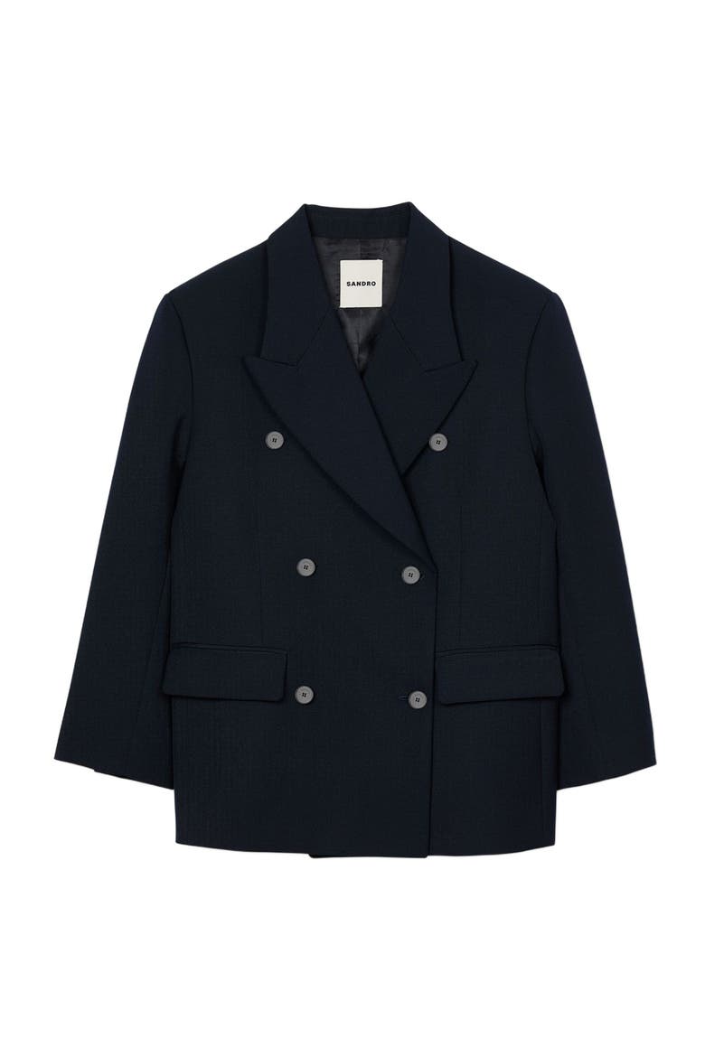 Wool blend suit jacket, Alternate, color, Navy blue