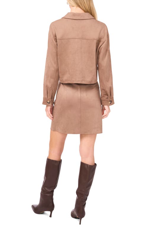 Vince Camuto Side Slit Faux Suede Miniskirt In Brown