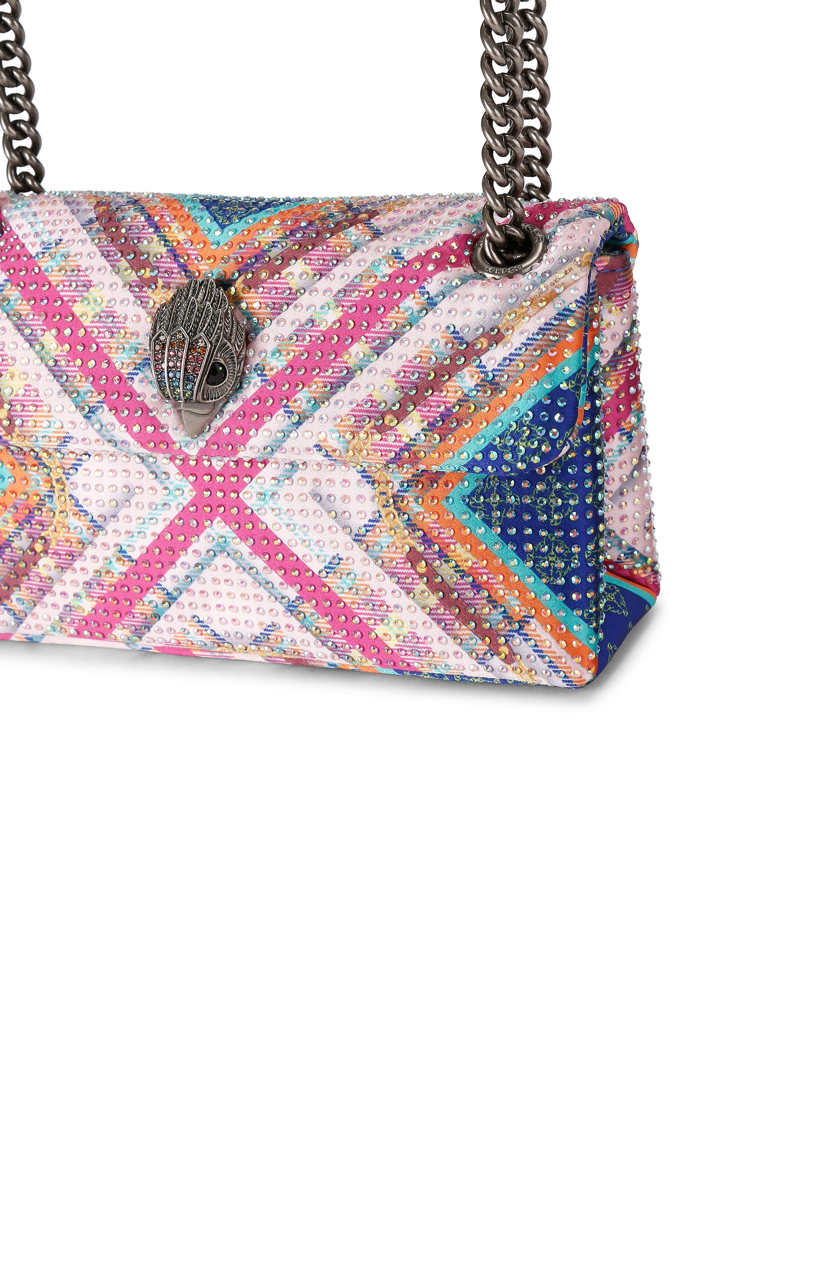Fabric Kensington 17 Crystal Embellished Flap Bag, Alternate, color, PINK MULTI