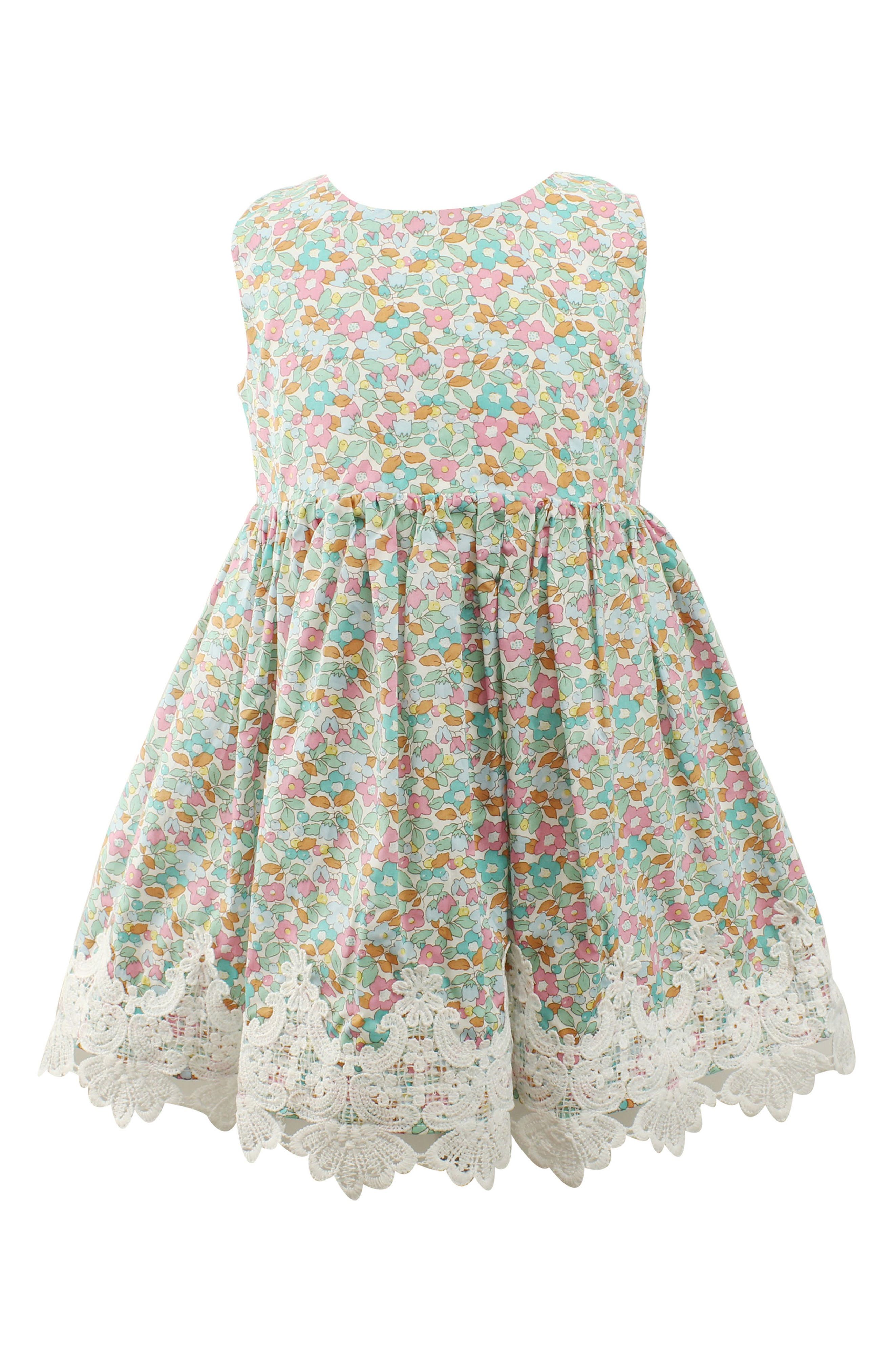 Popatu Kids' Floral Lace Trim Cotton Dress