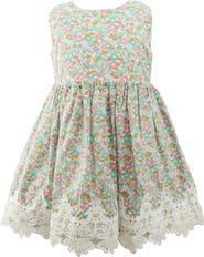 Popatu Kids' Floral Lace Trim Cotton Dress