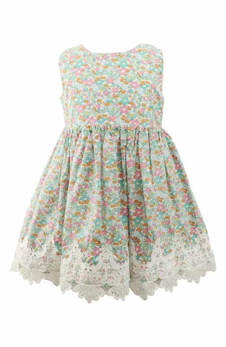 Popatu Kids' Floral Lace Trim Cotton Dress