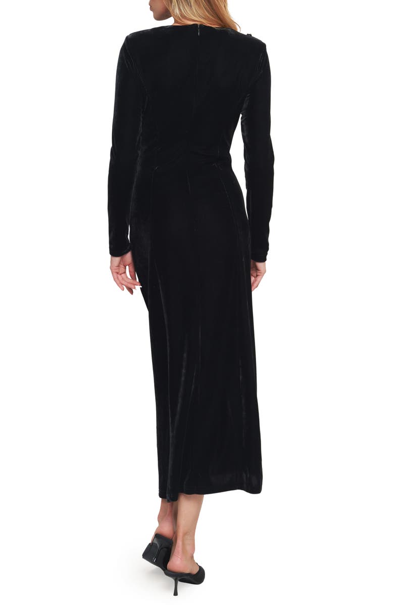 FLYING TOMATO Velvet Long Sleeve Midi Dress, Alternate, color, Black