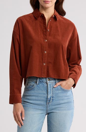 Madewell Cotton Corduroy Button-Up Crop Shirt | Nordstromrack