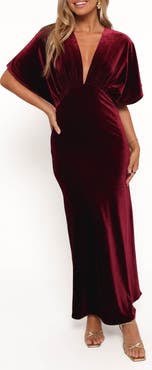 Petal & Pup Ricki Plunge Neck Velvet Maxi Dress