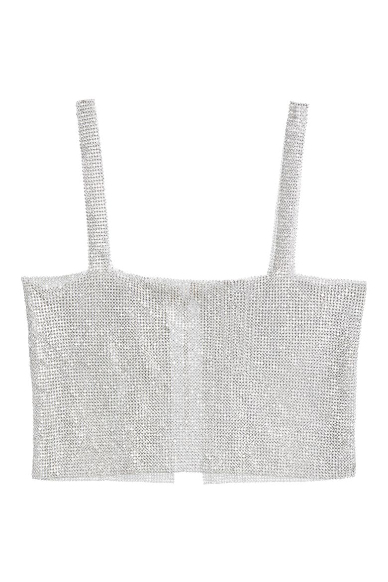 Carmen Metallic Mesh Crop Top, Alternate, color, SILVERDNU