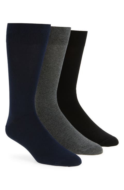 Assorted 3-Pack Combed Cotton Blend Dress Socks