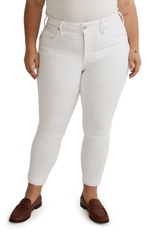 9-Inch Mid-Rise Skinny Crop Jeans (Pure White) (Plus Size)