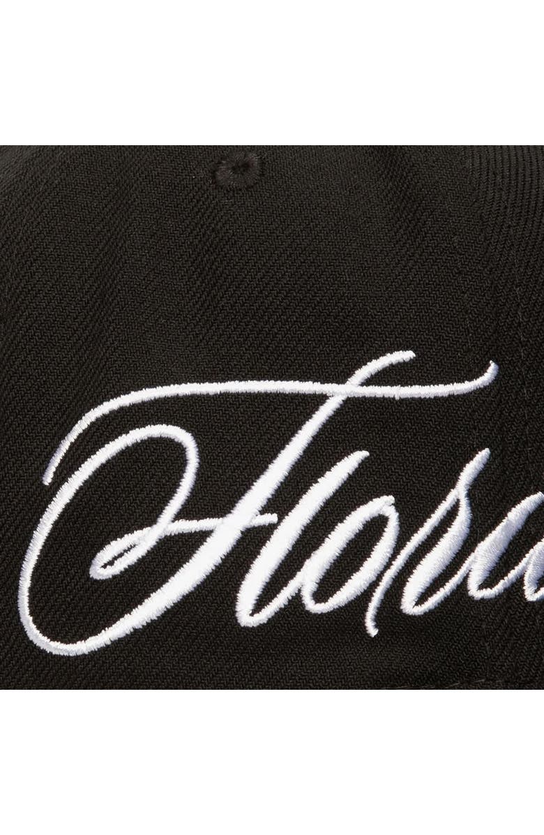 Mitchell & Ness Men's Mitchell & Ness Black Florida Marlins Just Don x MLB Lux Script Snapback Hat, Alternate, color,