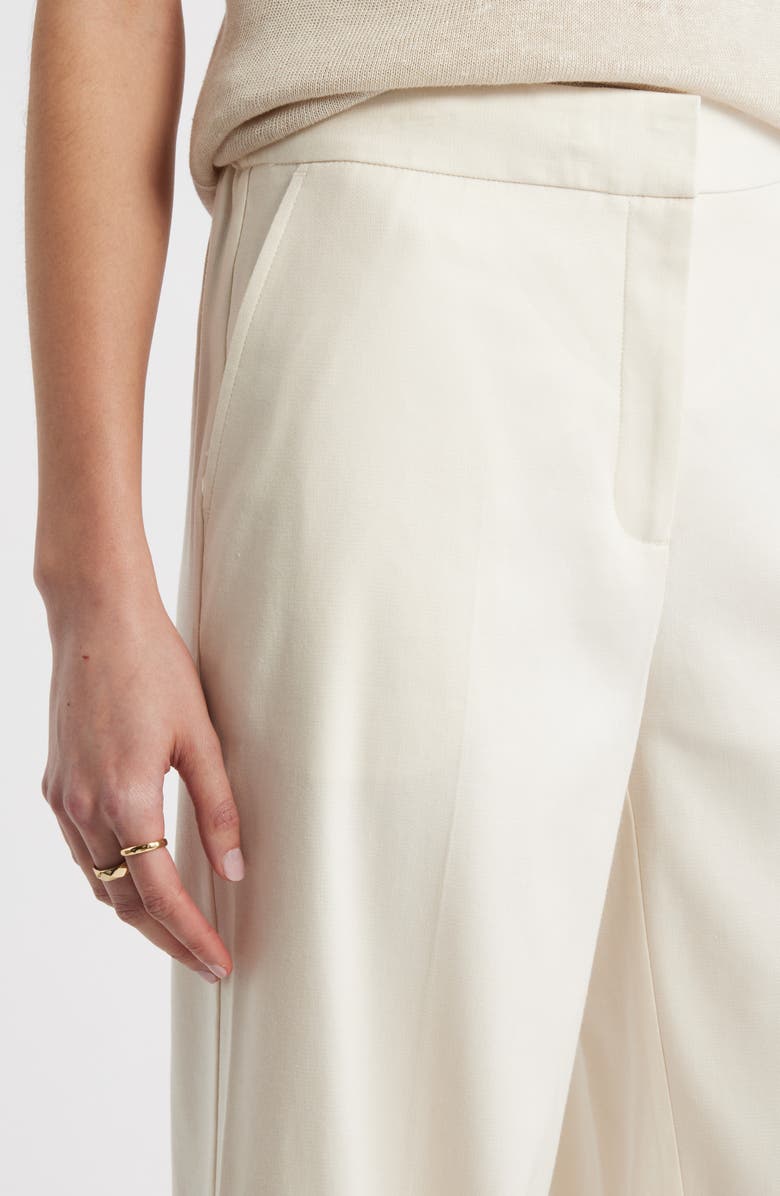 Nordstrom The Lennox Linen Blend Wide Leg Trousers, Alternate, color, Ivory Birch