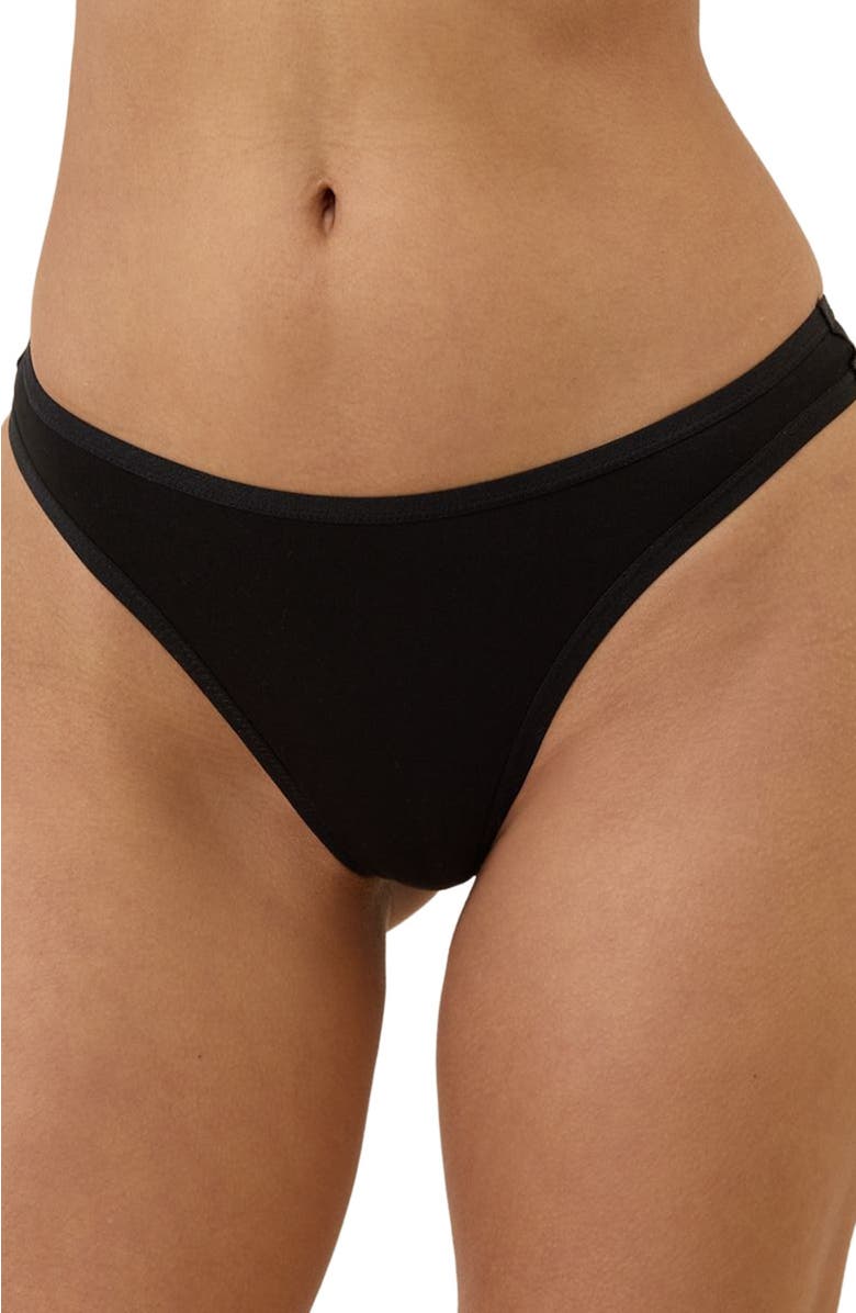 Pact Everyday Mid Rise Thong 5-Pack, Alternate, color, Black