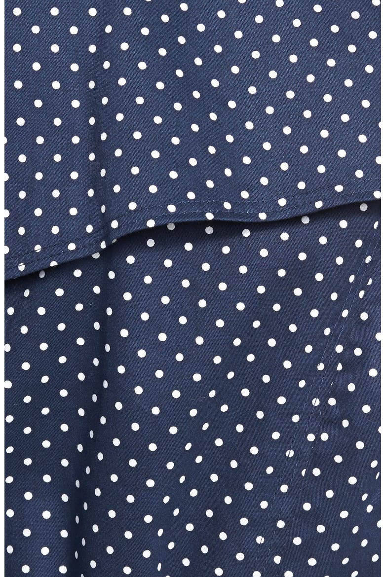 Polka Dot Single Breasted Trench Coat, Alternate, color, NAVY DOT