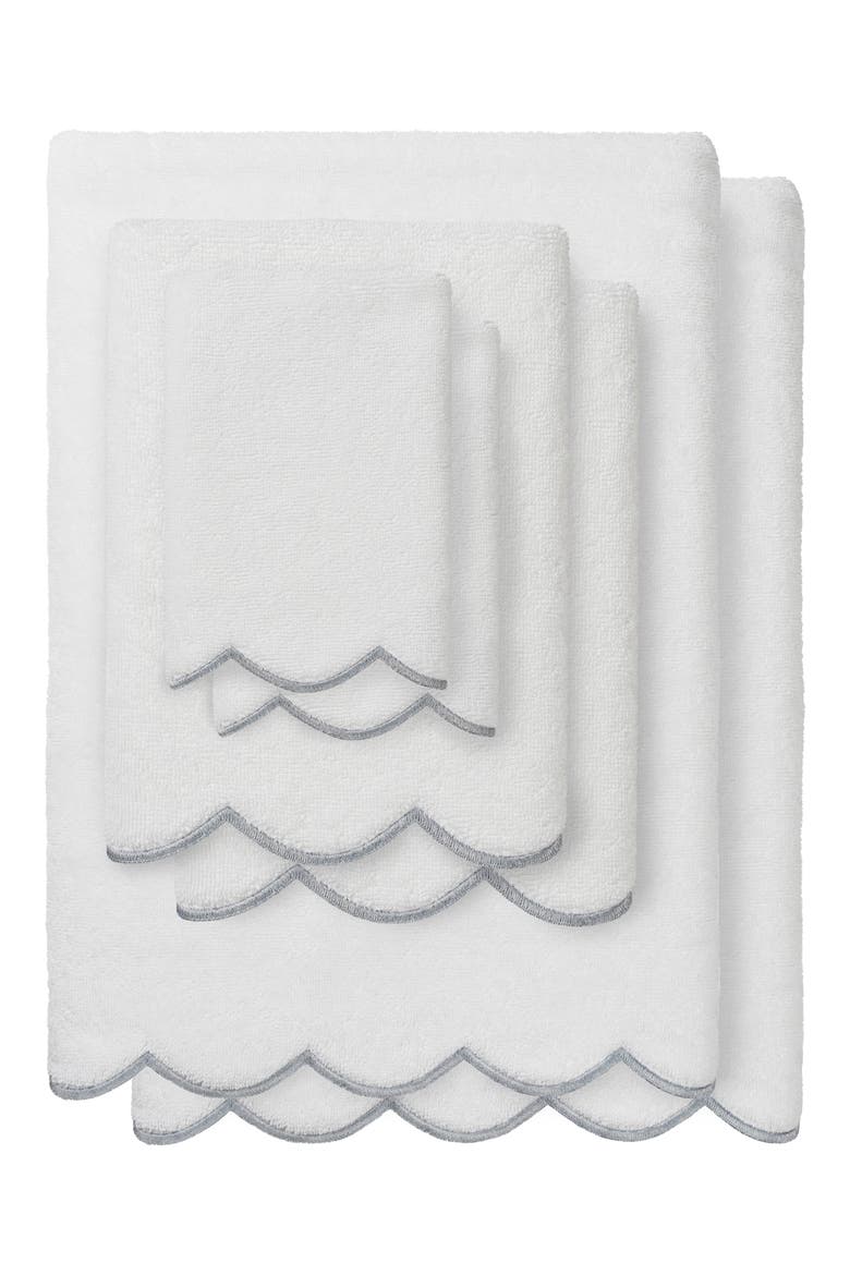 Adornia Scallop 6-Piece Towel Set, Main, color, WHITE/ GRAY