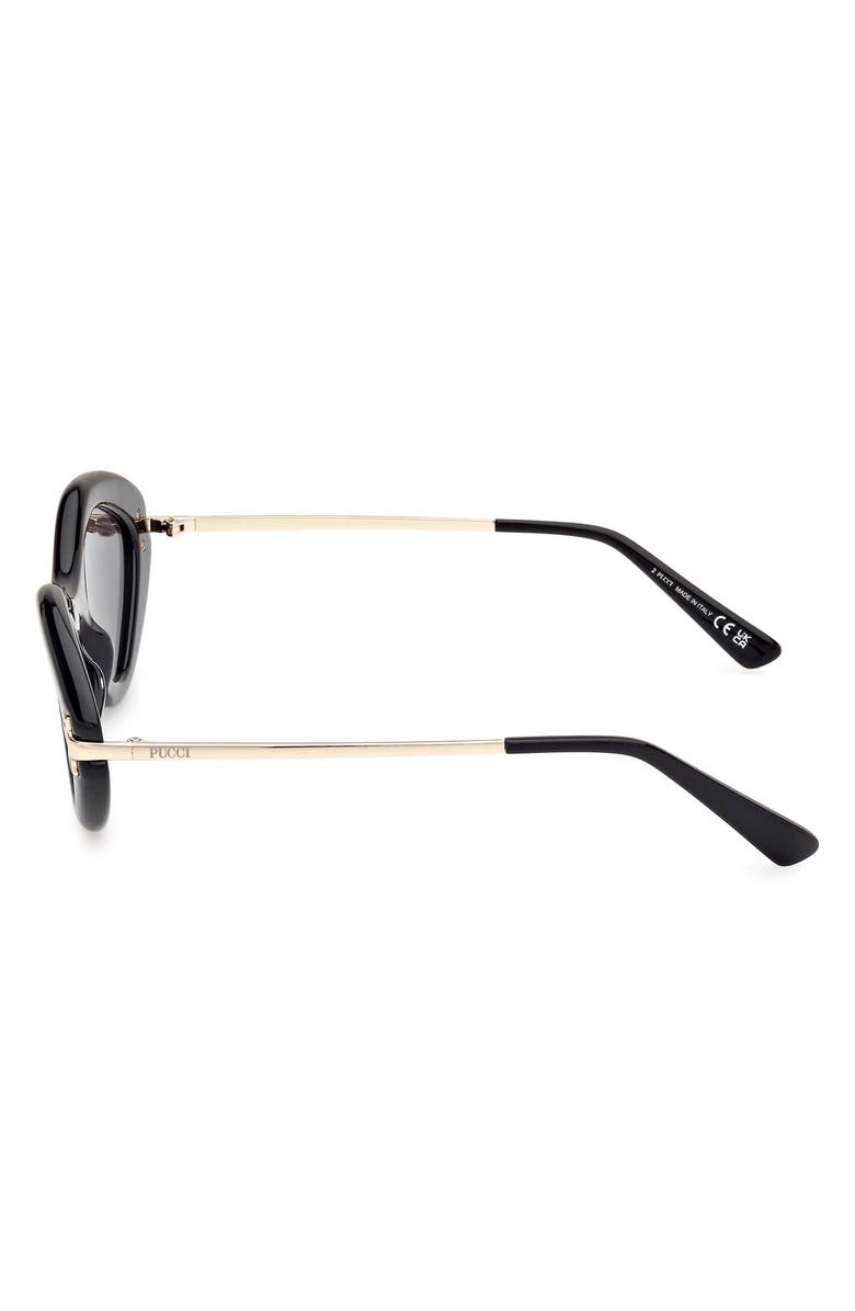 Emilio Pucci Geometric 54mm Sunglasses, Alternate, color, Shiny Black / Smoke