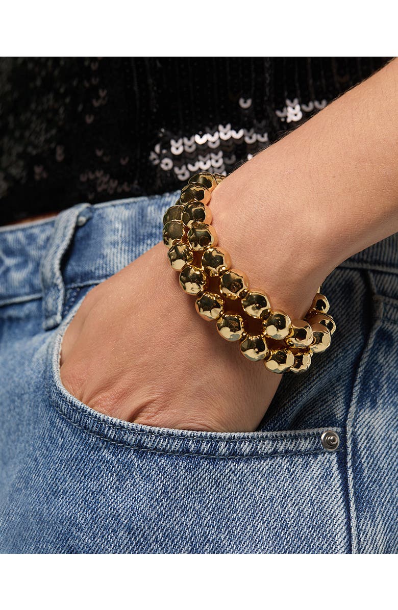 WeWoreWhat Metal Pearl Bracelet Set, Alternate, color, Gold