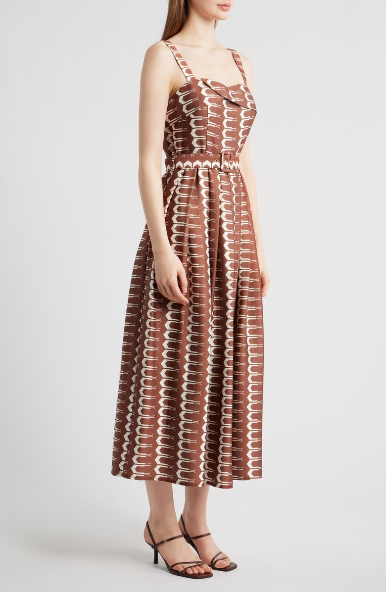 CIEBON Edia Geo Print Belted Maxi Dress, Alternate, color, Brown