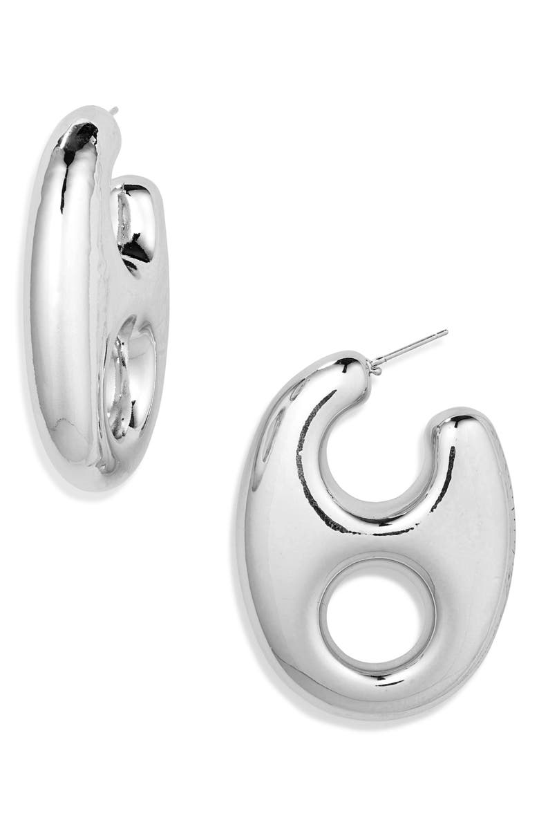 Tasha Link Hoop Earrings, Main, color, Silver