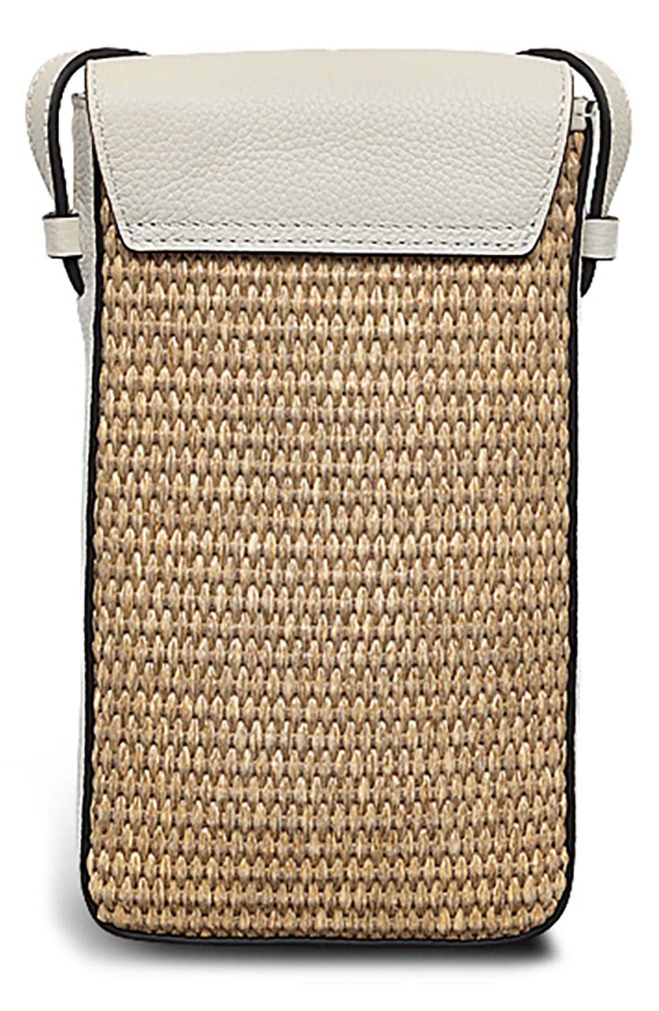 Radley Bishops Lane Straw Mini Phone Crossbody Bag, Alternate, color, Chalk