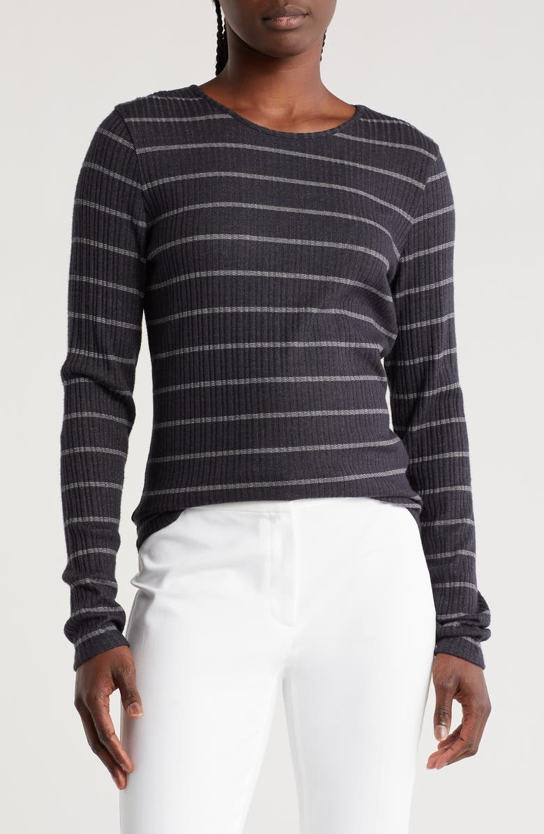 Vince Stripe Long Sleeve Crewneck Shirt, Main, color, 