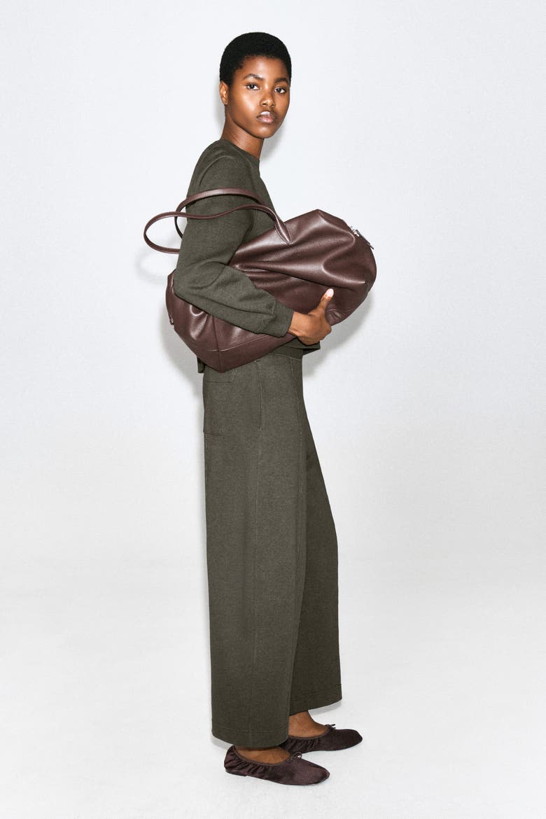 Cotton Barrel-leg Joggers, Alternate, color, BROWN