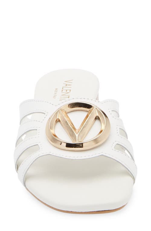 Valentino By Mario Valentino Greta Logo Slide Sandal In White