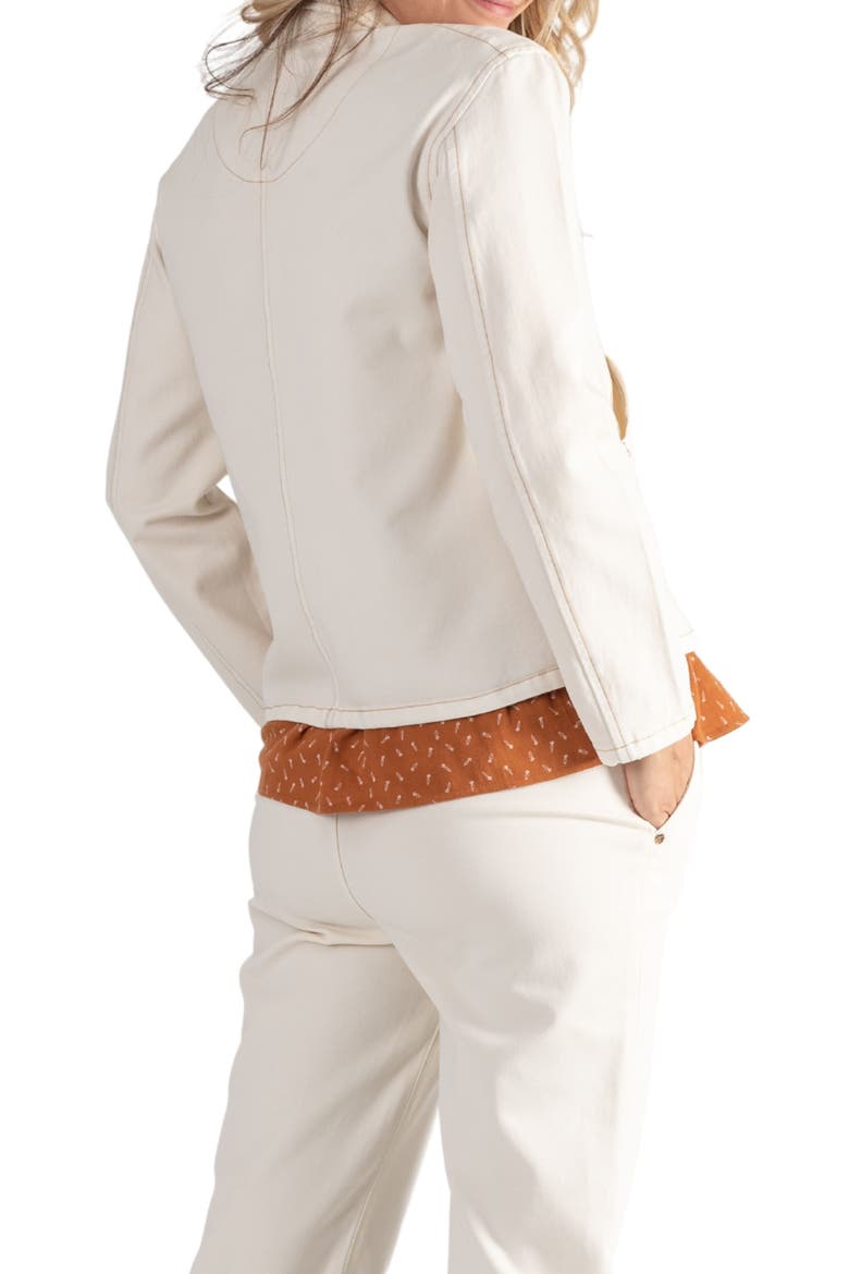 Romy Floral Embroidered Maternity/Nursing Denim Jacket, Alternate, color, BEIGE