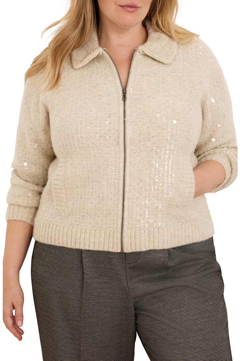 Shimmer Sequin Knit Jacket, Alternate, color, ALPACA