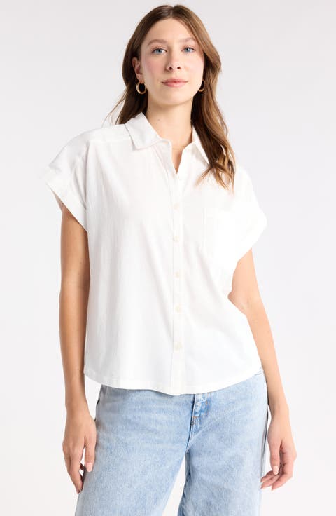Mixed Media Button-Up Shirt