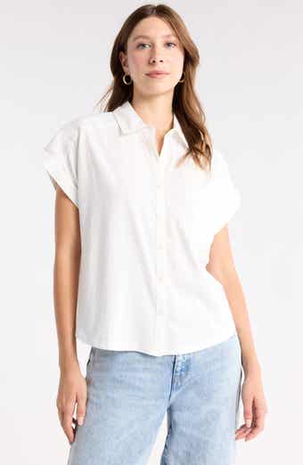 Mixed Media Button-Up Shirt