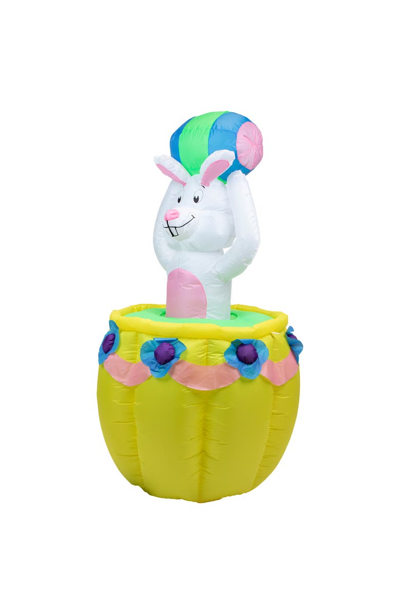Northlight Lighted and Animated Inflatable Easter Bunny Basket Outdoor Decoration - 5.5' -, Alternate, color, Green
